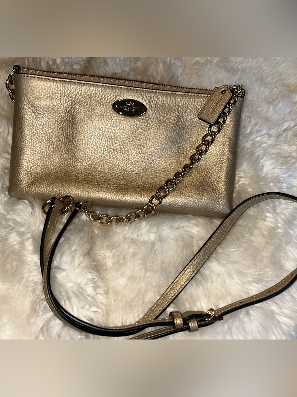 Coach Gold Metallic Leather Crossbody